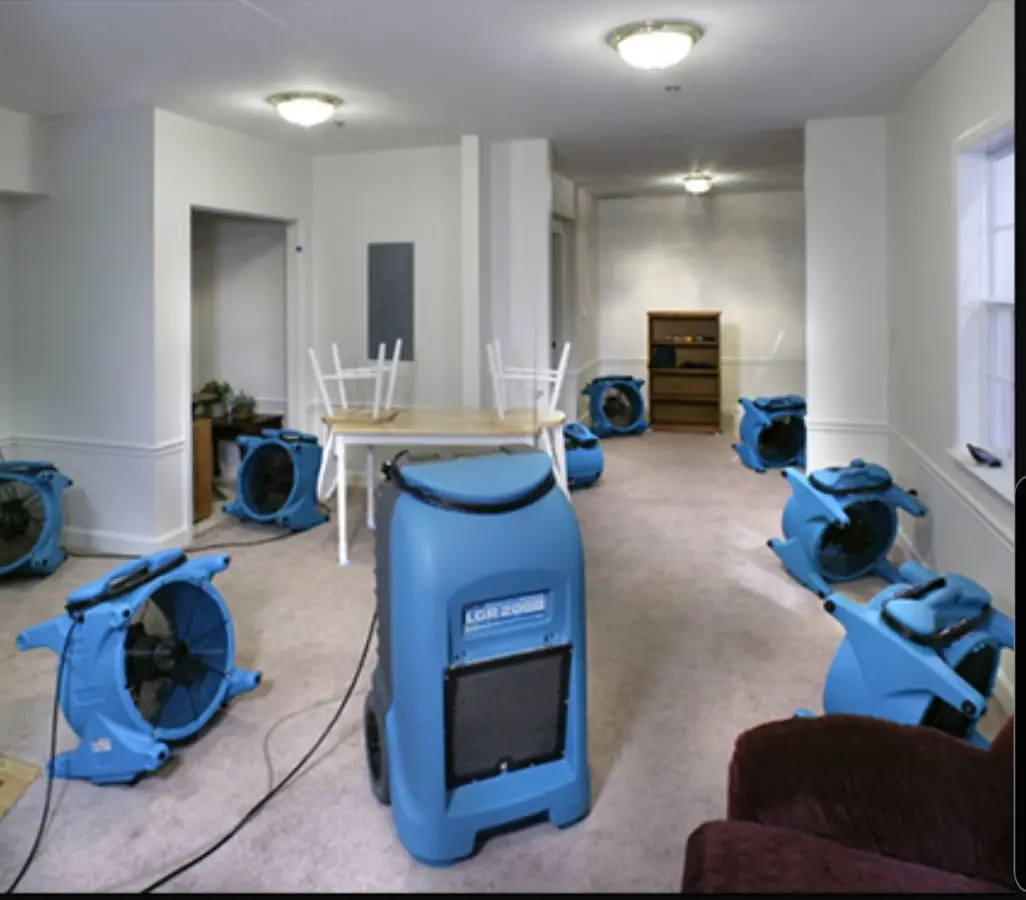 Air movers and dehumidifier setup for Water Extraction & Removal in Plano